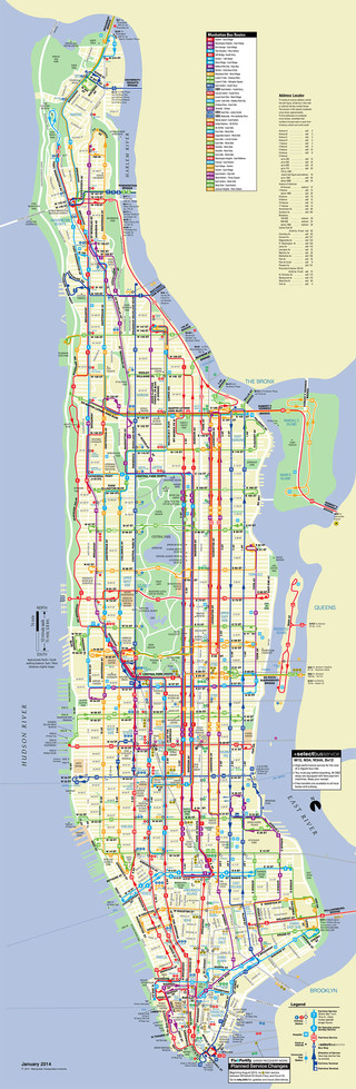 Carte du reseau de bus de Manhattan