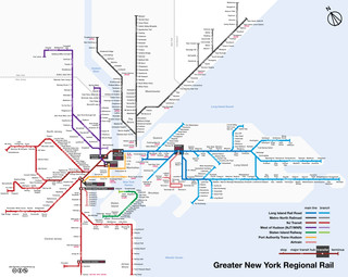 Carte du reseau de train de banlieue de New York
