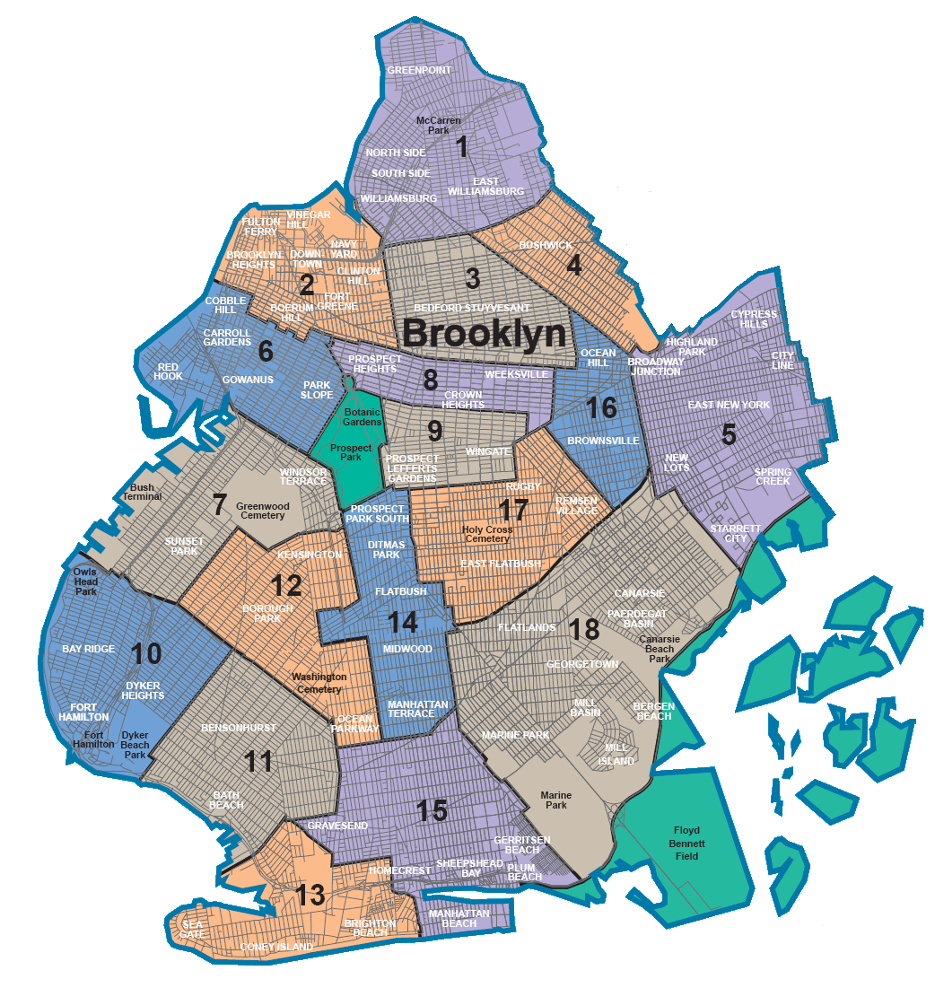 Plan et carte des 32 arrondissements (boroughs) et quartiers de