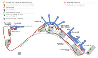 Carte du terminal et de l'aeroport La Guardia (LGA)